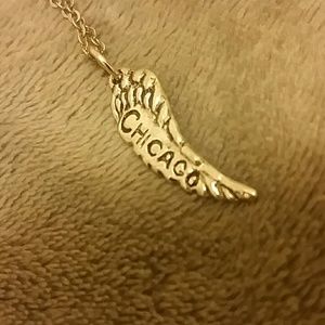 Handmade Chicago angel wing necklace